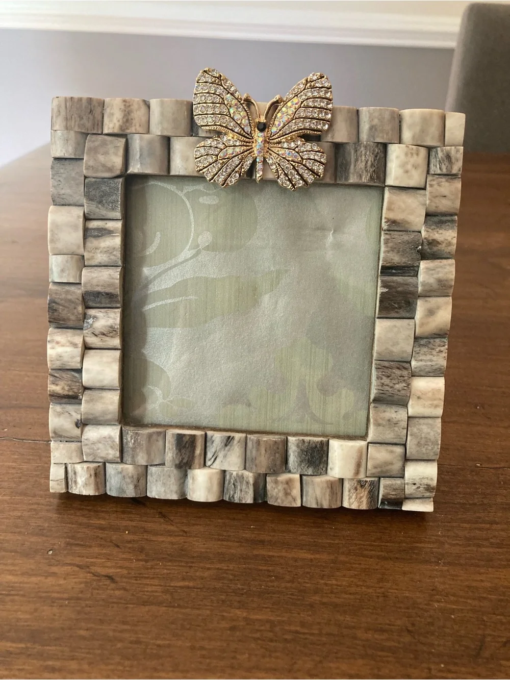 Butterfly Accent Mosaic Photo Frame - Beige Gray